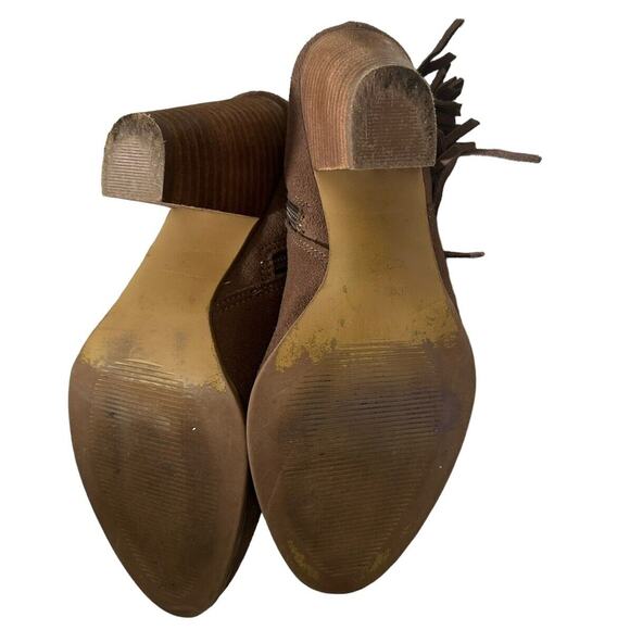 Steve Madden Brown Velvet Suede Fringe Booties Western Cowboy Country Sz 7.5 - Picture 3 of 12